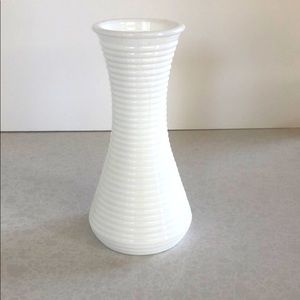 White Milk Glass Vase ribbed design r